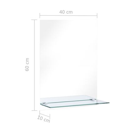 vidaXL Espelho de parede c/ prateleira vidro temperado 40x60 cm