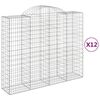 vidaXL Cestos gabi&atilde;o arqueados 12 pcs 200x50x160/180 ferro galvanizado