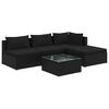 vidaXL 5 pcs conjunto lounge de jardim c/ almofad&otilde;es vime PE preto
