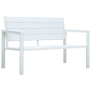 vidaXL Banco de jardim 120 cm PEAD aspeto de madeira branco