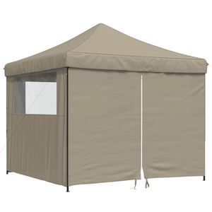 vidaXL Tenda p/ festas pop-up dobr&aacute;vel c/ 4 paredes cinza-acastanhado