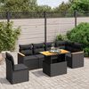 vidaXL 7 pcs conjunto de sof&aacute;s p/ jardim c/ almofad&otilde;es vime PE preto