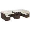 vidaXL Conjunto de Sof&aacute; de Jardim 11 unid. Castanho vime PE