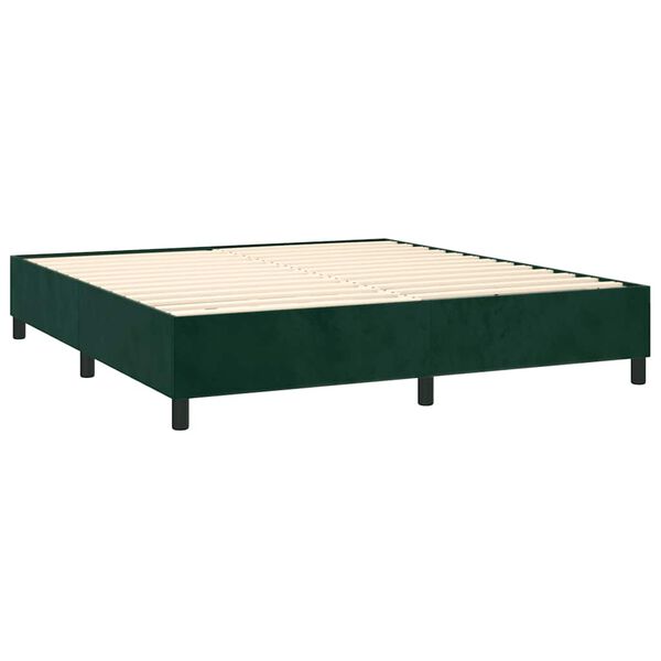 vidaXL Cama com molas/colch&atilde;o 200x200 cm veludo verde-escuro