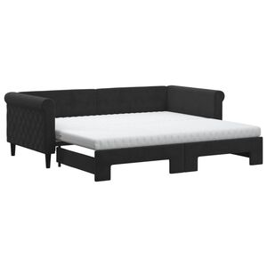 vidaXL Sof&aacute;-cama com gavet&atilde;o e colch&otilde;es 90x190 cm veludo preto