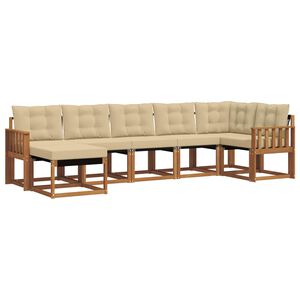vidaXL Conjunto de Sof&aacute;s para Exterior 7 pcs Natural e Bege