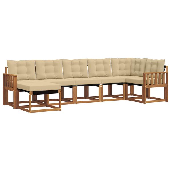 vidaXL Conjunto de Sof&aacute;s para Exterior 7 pcs Natural e Bege