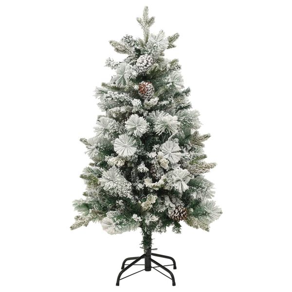 vidaXL &Aacute;rvore de Natal pr&eacute;-iluminada c/ flocos neve e pinhas PVC/PE