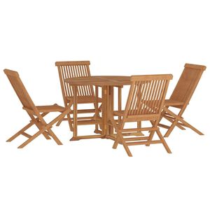 vidaXL 5 pcs conjunto jantar dobr&aacute;vel p/ exterior madeira teca maci&ccedil;a