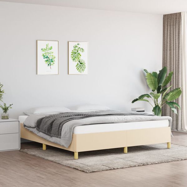 vidaXL Estrutura de cama com molas 160x200 cm tecido cor creme