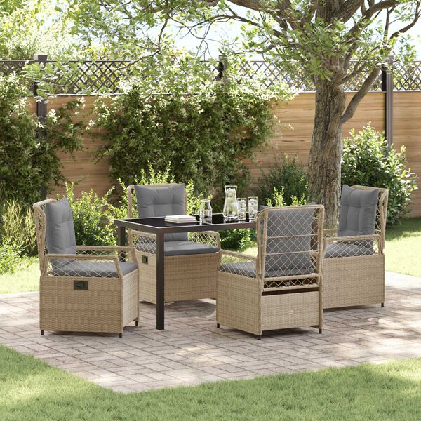 vidaXL Conjunto de Jantar para Jardim 5 pcs Bege e Cinza Claro vime PE