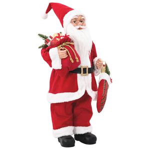 vidaXL Figura de Pai Natal Vermelho 30 cm Poli&eacute;ster