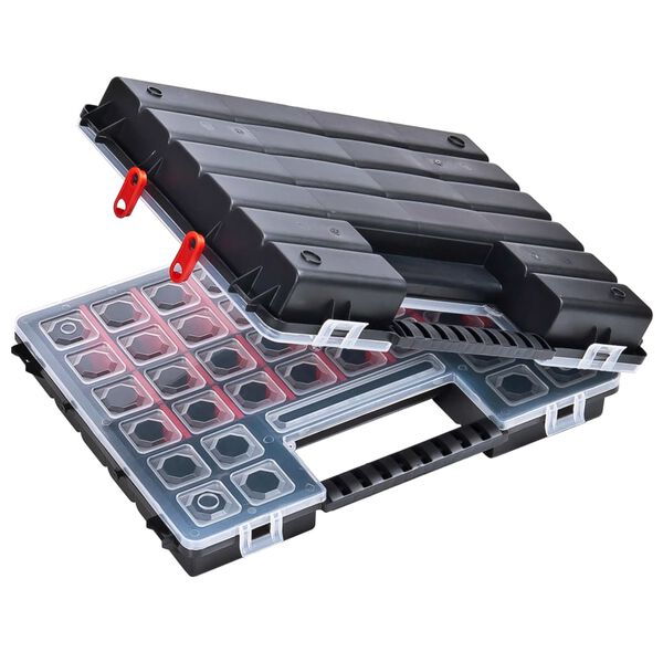 vidaXL Caixas com divis&oacute;rias ajust&aacute;veis 2 pcs 385x283x50 mm pl&aacute;stico