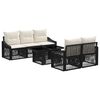 vidaXL Conjunto de Sof&aacute; de Jardim 6 unid. Preto e Branco Creme vime PE