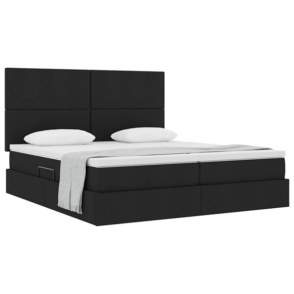 vidaXL Cama com Armazenamento Preto 200 x 200 cm Couro Sint&eacute;tico