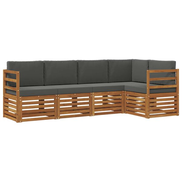vidaXL Conjunto de Sof&aacute; Sectional 5 pcs Natural e Antracite