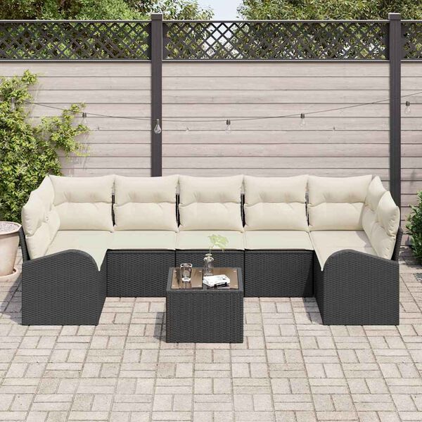 vidaXL Conjunto de Sof&aacute; de Jardim Preto 55 x 55 x 37 cm vime PE