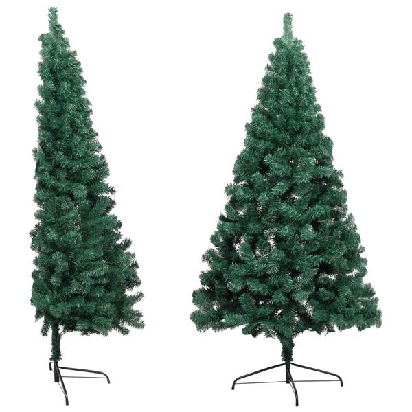 vidaXL Meia &aacute;rvore Natal artificial pr&eacute;-iluminada c/ bolas verde