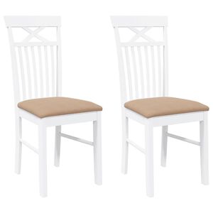vidaXL Cadeiras de jantar com almofad&otilde;es 2 pcs madeira maci&ccedil;a branco