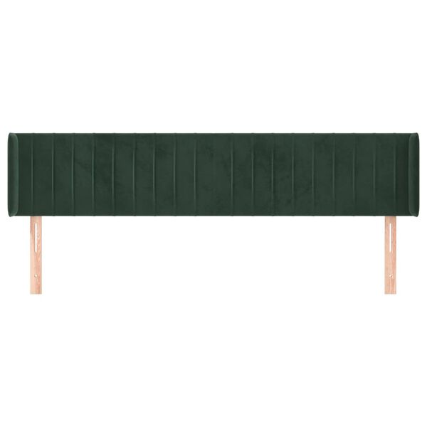 vidaXL Cabeceira de cama c/ abas veludo 163x16x78/88cm verde-escuro