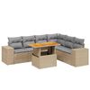 vidaXL 7 pcs conjunto de sof&aacute;s p/ jardim com almofad&otilde;es vime PE bege