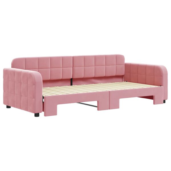 vidaXL Sofá-cama com gavetão 90x200 cm veludo rosa