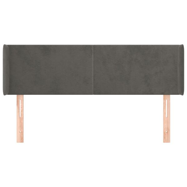 vidaXL Cabeceira de cama c/ abas veludo 147x16x78/88cm cinzento-escuro
