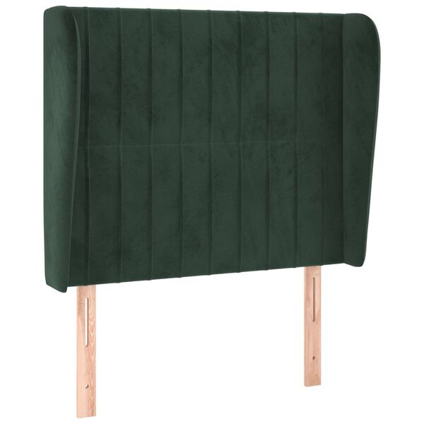 vidaXL Cabeceira de cama c/ abas veludo 83x23x118/128 cm verde-escuro