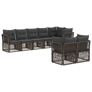 vidaXL Conjunto de Sof&aacute; de Jardim 8 pcs Cinzento vime PE