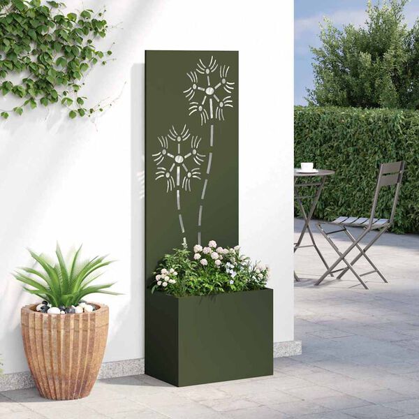 vidaXL Tela de Privacidade para Jardim Floral Verde-oliva 50 x 140 cm