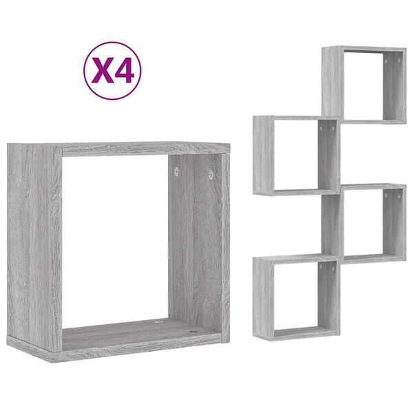 vidaXL Prateleiras de parede forma de cubo 4 pcs 30x15x30 cm