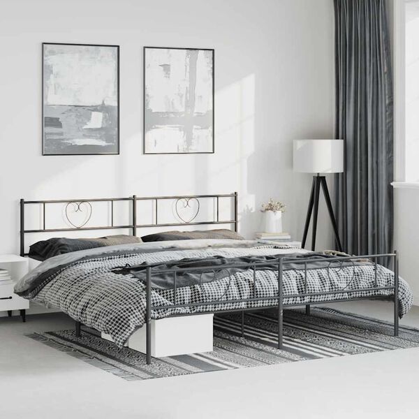 vidaXL Estrutura de cama com cabeceira e p&eacute;s 183x213 cm metal preto
