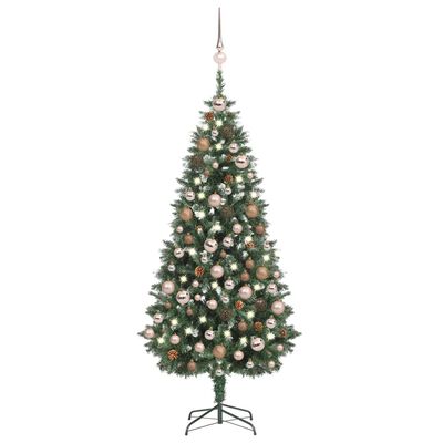 vidaXL Árvore Natal artificial pré-iluminada c/ bolas e pinhas 180 cm