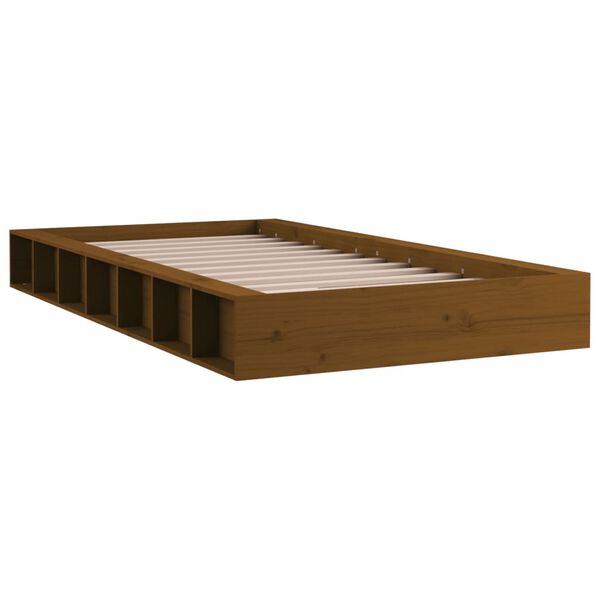 vidaXL Estrutura cama pequena solteiro 75x190 cm madeira castanho mel