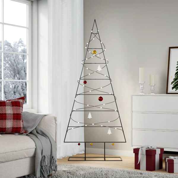 vidaXL &Aacute;rvore de Natal para decora&ccedil;&atilde;o 180 cm metal preto