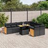 vidaXL 10 pcs conjunto sof&aacute;s de jardim c/ almofad&otilde;es vime PE preto