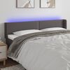 vidaXL Cabeceira cama c/ LED 183x16x78/88 cm couro artificial cinzento