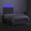 vidaXL Cama box spring c/ colch&atilde;o e LED 120x190 cm tecido cinza-claro