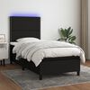 vidaXL Cama box spring c/ colch&atilde;o e LED 90x200 cm tecido preto