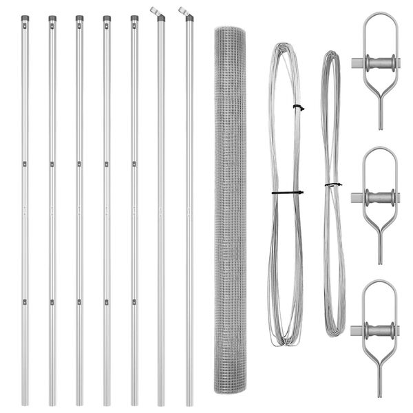 vidaXL Poste de Cerca Prateado 25 x 1,5 m (rede 19 x 19 mm) A&ccedil;o