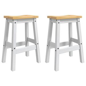 vidaXL Banco de bar 2 unid. Branco e Cera de Mel 44 x 30 x 63 cm