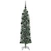 vidaXL Árvore Slim de Natal Artificial Verde e branco 150 cm