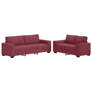 vidaXL Conjunto de sof&aacute; de 2 pe&ccedil;as com almofadas em tecido vermelho vinho