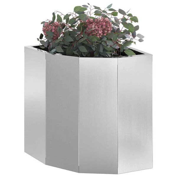 vidaXL Vaso de Canto Prateado 30 x 30 x 35 cm A&ccedil;o galvanizado