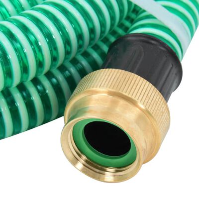 vidaXL Mangueira de sucção com conectores de latão 1,1" 4 m PVC verde