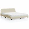 vidaXL Cama com colch&atilde;o Dover 160x200 cm tecido cor creme