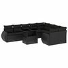 vidaXL 10 pcs conjunto sof&aacute;s de jardim c/ almofad&otilde;es vime PE preto