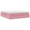 vidaXL Cama com arruma&ccedil;&atilde;o e colch&atilde;o Rosa 200 x 200 cm Veludo