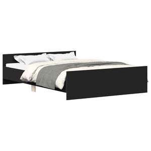 vidaXL Estrutura de cama com cabeceira e p&eacute;s 135x190 cm preto