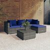 vidaXL 5 pcs conjunto lounge de jardim c/ almofad&otilde;es vime PE cinzento